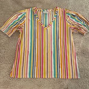 For the republic striped v neck blouse